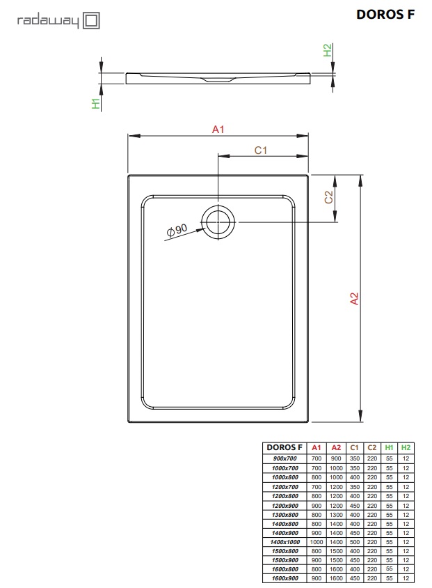 Душовий піддон Doros F 120x80 Stone Cashmere RADAWAY - Зображення 215669231-ea335.jpg