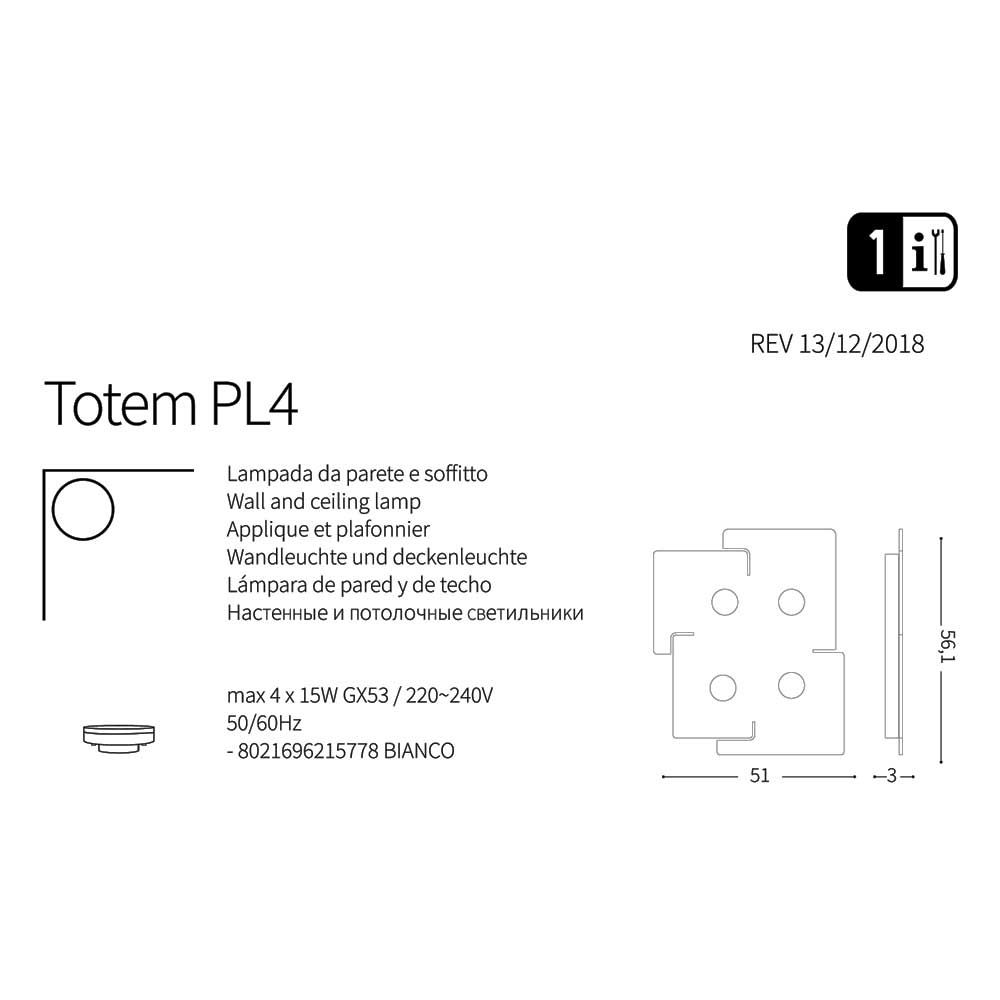 Світильник TOTEM PL4 (215778), IDEAL LUX - Зображення 215778-1.jpg