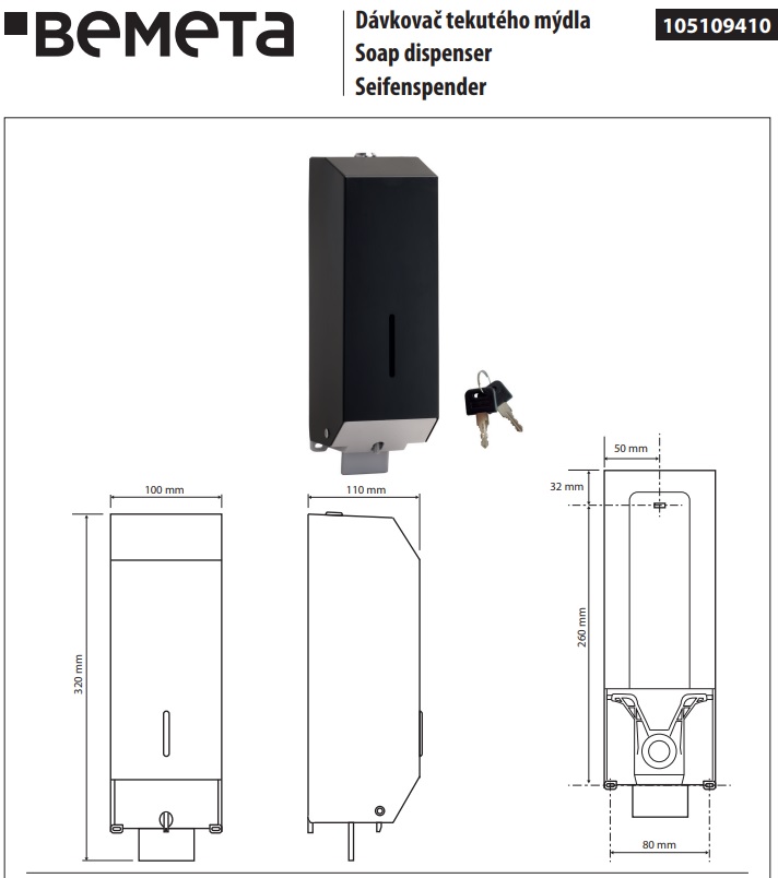 Дозатор для рідкого мила Help 1100 мл чорний 105109410 Bemeta - Зображення 215798448-eb358.jpg