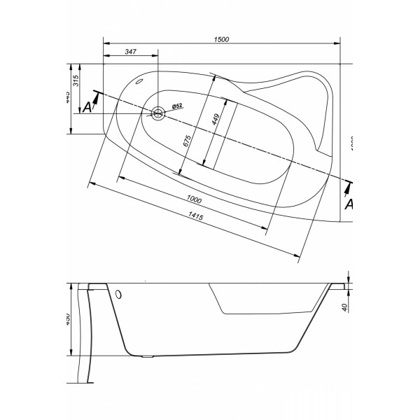 Ванна асиметрична права Sicilia 150x100, Cersanit - Зображення 215843-b68c3.jpg