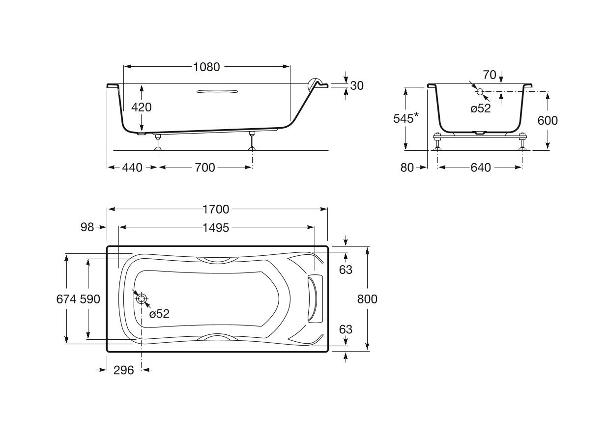 Ванна прямокутна Becool 170x80, Roca - Зображення 216487-ead87.jpg
