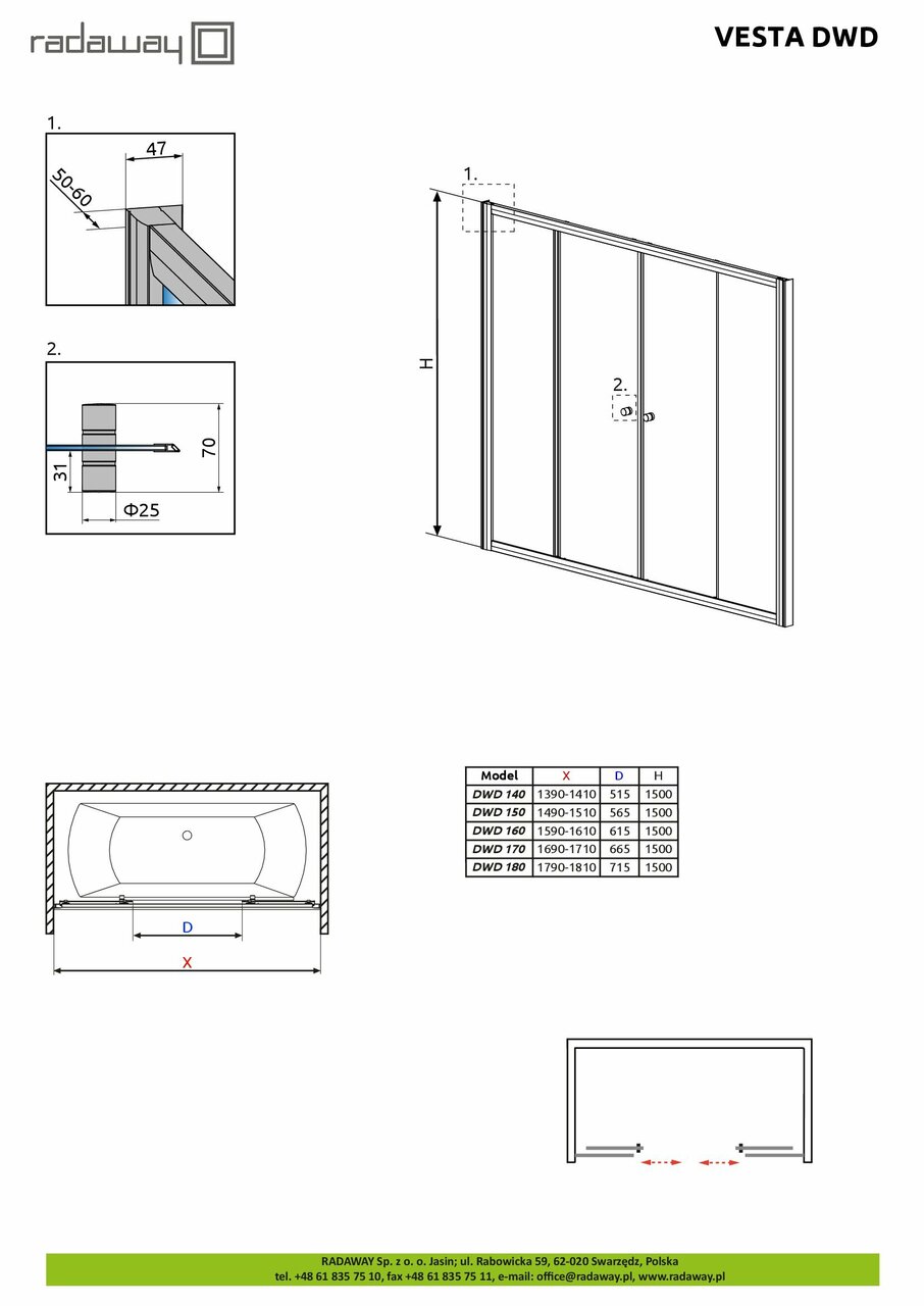 Двері для ванни Vesta DWD 170 RADAWAY - Зображення 217025-f6d9b.jpg