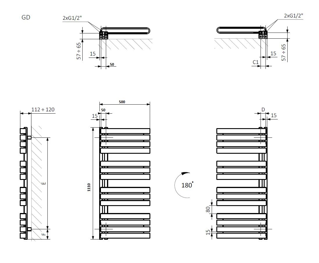 Рушникосушка Warp S 915x500 Ral 9016 matt WGWAS091050KJ16GD Terma - Зображення 219154221-0546b.jpg