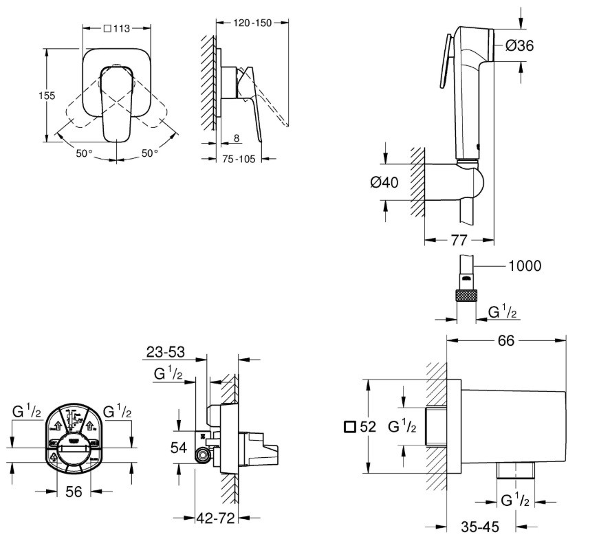 Гігієнічний душ Cubeo UA11183001 хром Grohe - Зображення 219395250-66dd8.jpg