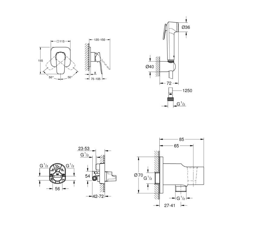 Гігієнічний душ Cubeo UA11183243 чорний matt Grohe - Зображення 219395251-69a1a.jpg