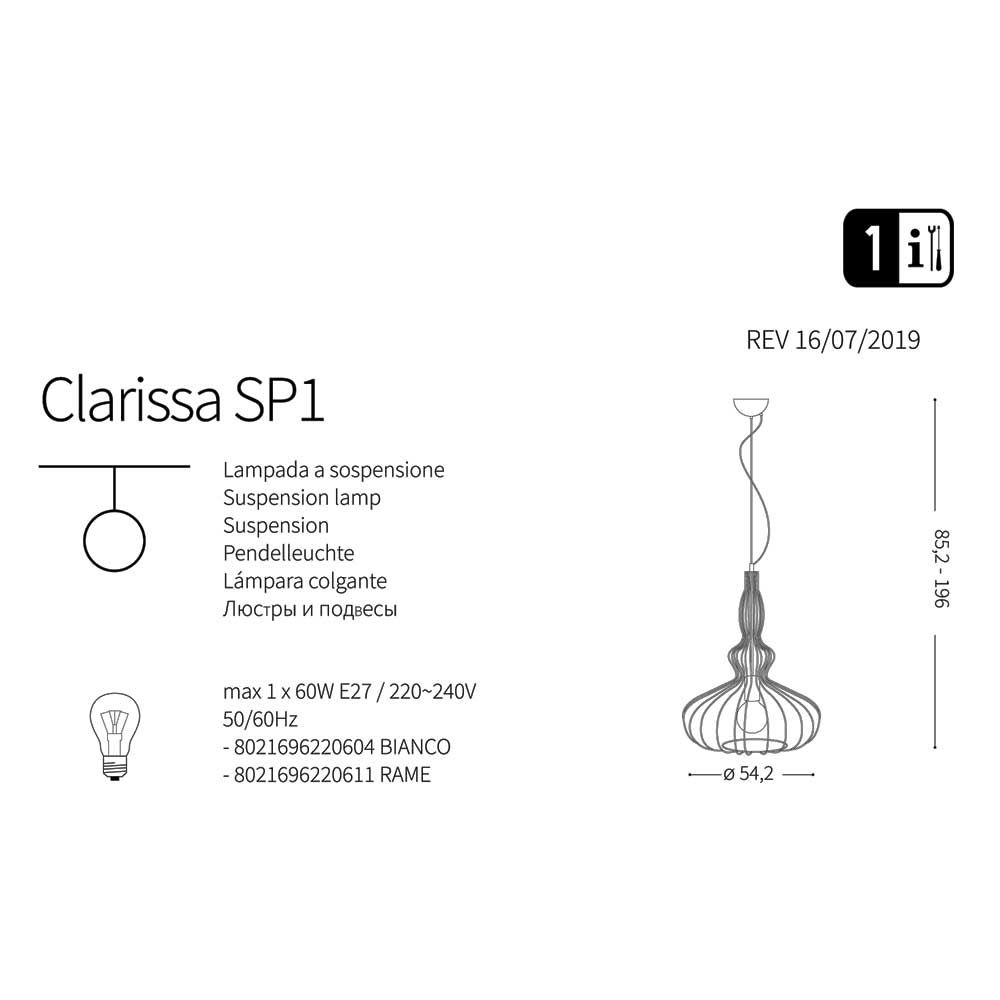 Люстра CLARISSA SP1 RAME (220611), IDEAL LUX - Зображення 220604-.jpg