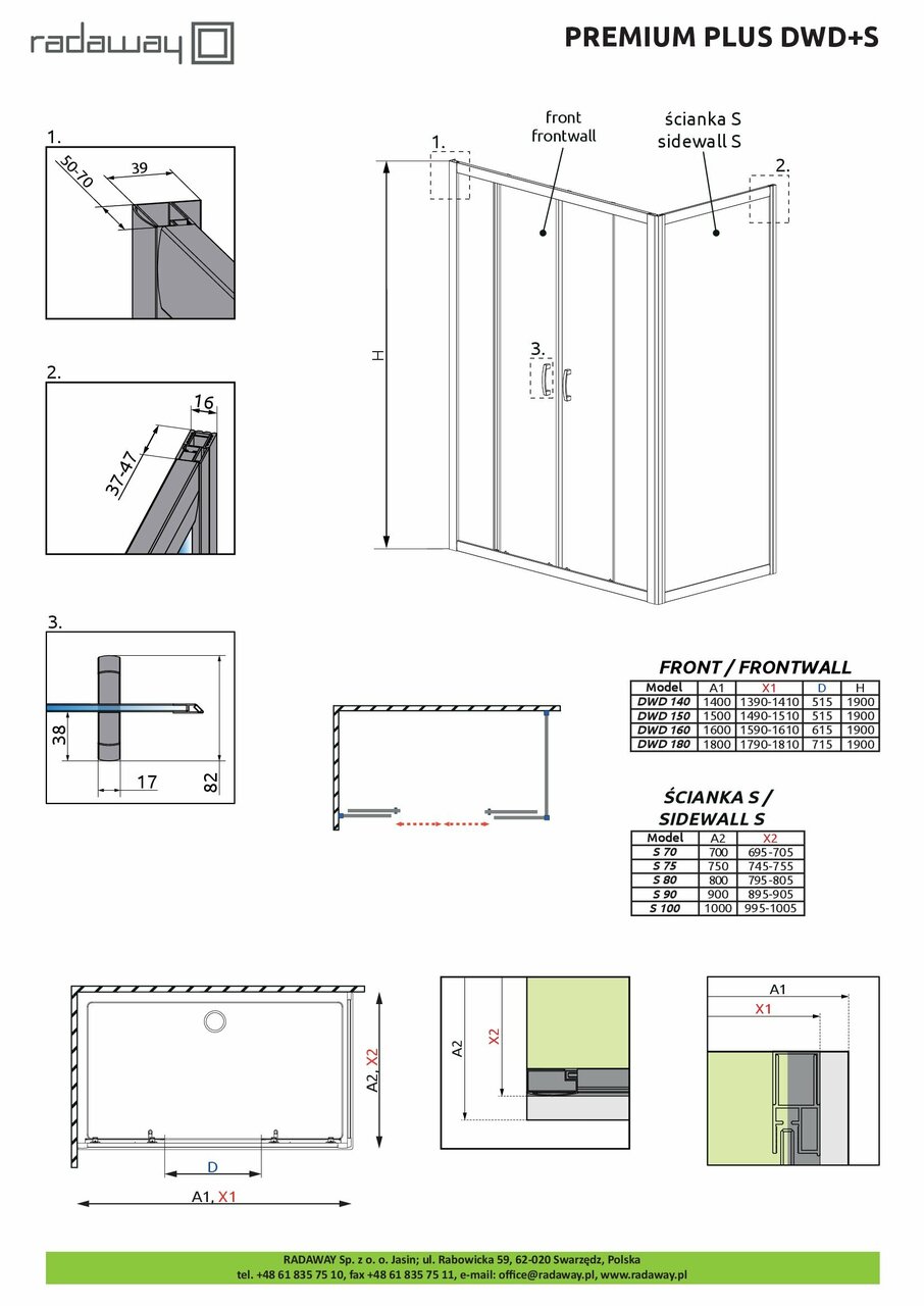 Бокова стінка Premium Plus S 80 RADAWAY - Зображення 221442-55774.jpg