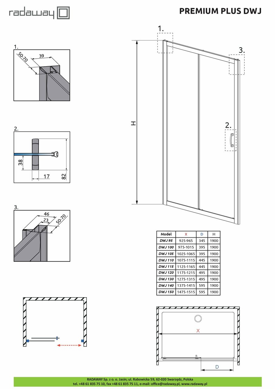 Душові двері Premium Plus DWJ 140 33323-01-06N RADAWAY - Зображення 221453-26e61.jpg