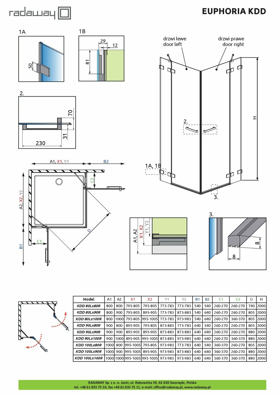 Душова кабіна (половина) Euphoria KDD 90 L RADAWAY - Зображення 222037-2b838.jpg