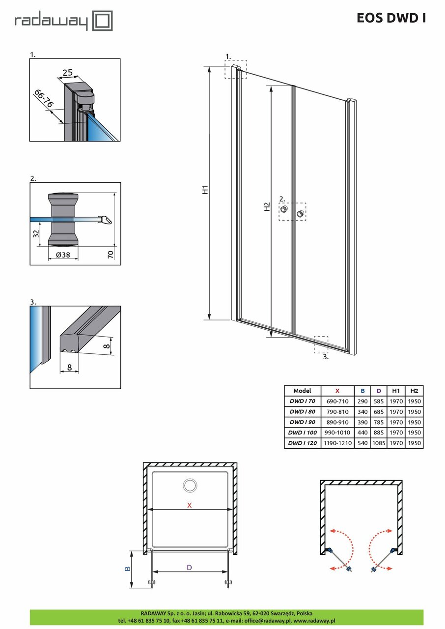 Душові двері Eos DWD I 70 RADAWAY - Зображення 222374-a6c0e.jpg