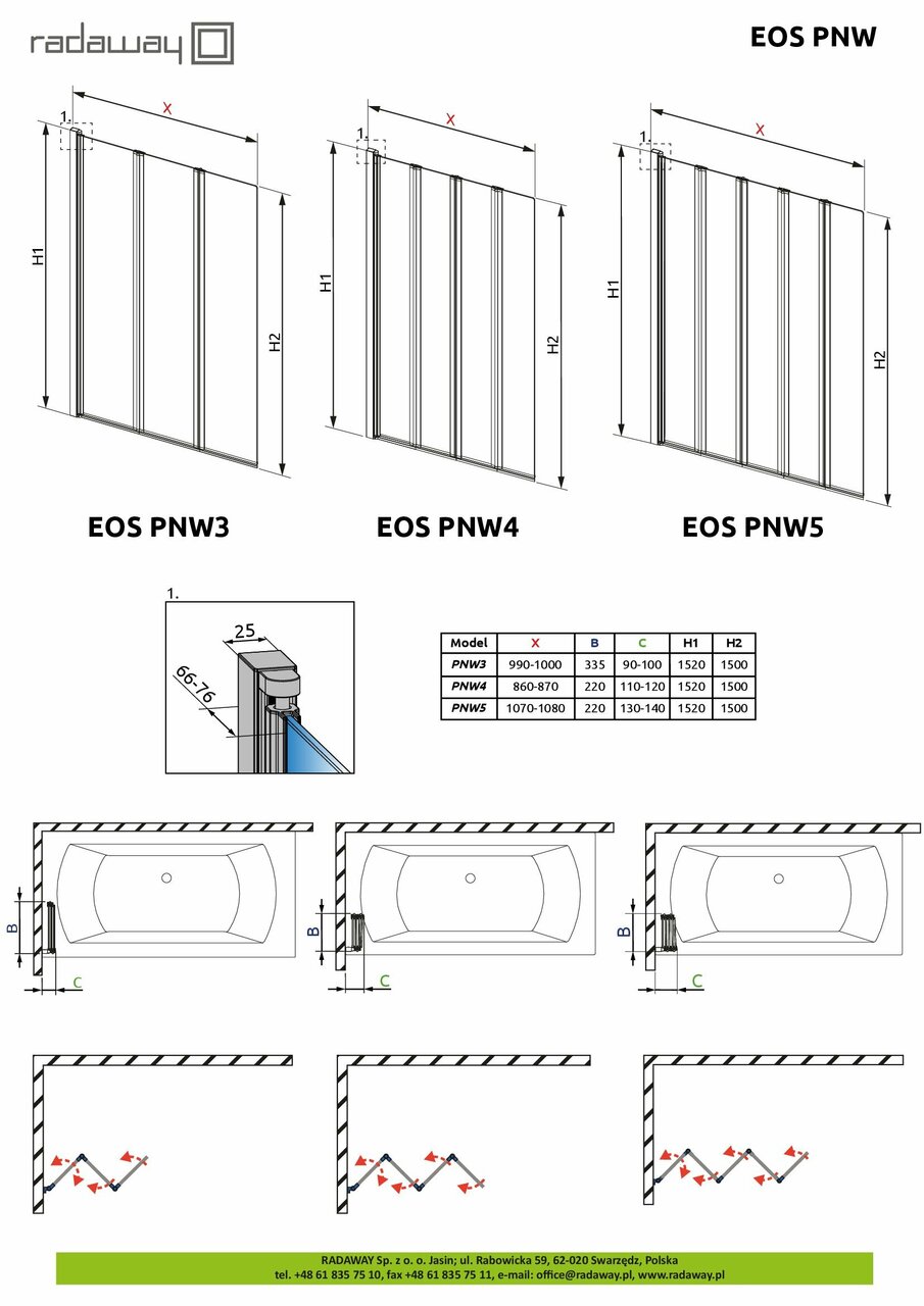 Шторка для ванны Eos PNW4 86 RADAWAY - Зображення 222398-eac84.jpg