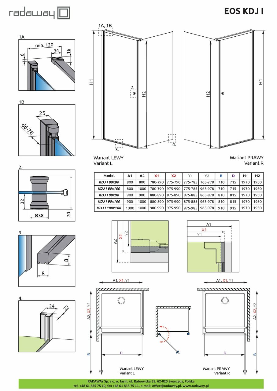Душевая кабина Eos KDJ I 90 Lх90 RADAWAY - Зображення 222404-0f1f5.jpg