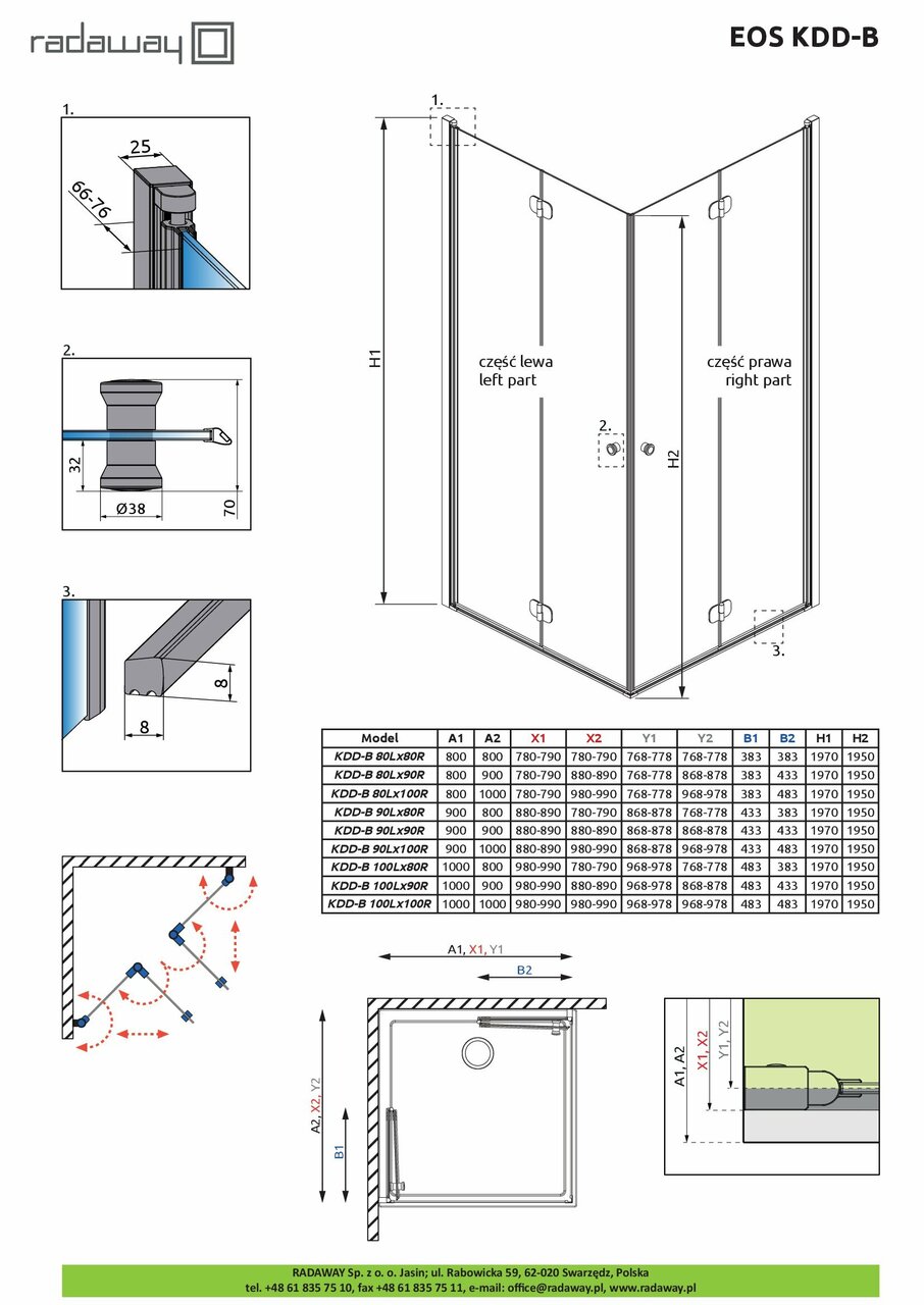 Душова кабіна Eos KDD В 80x80 RADAWAY - Зображення 222407-d190e.jpg