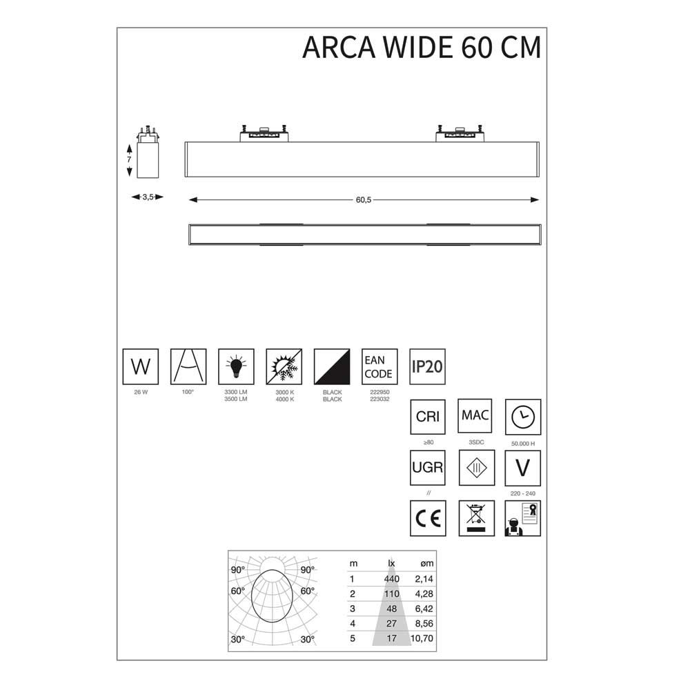 Трековий світильник ARCA WIDE 60 CM 4000K (223032), IDEAL LUX - Зображення 222950_223032-1.jpg
