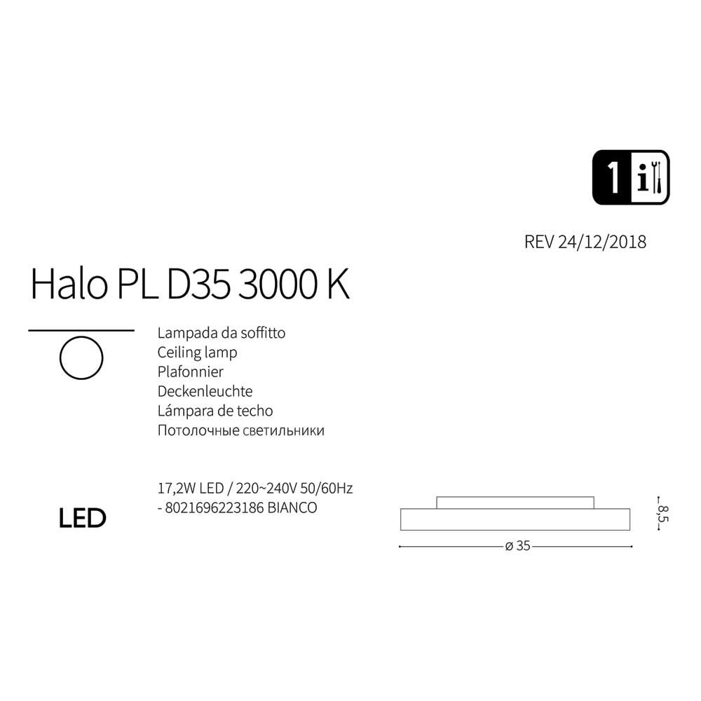 Світильник HALO PL D35 3000K (223186), IDEAL LUX - Зображення 223186-1.jpg