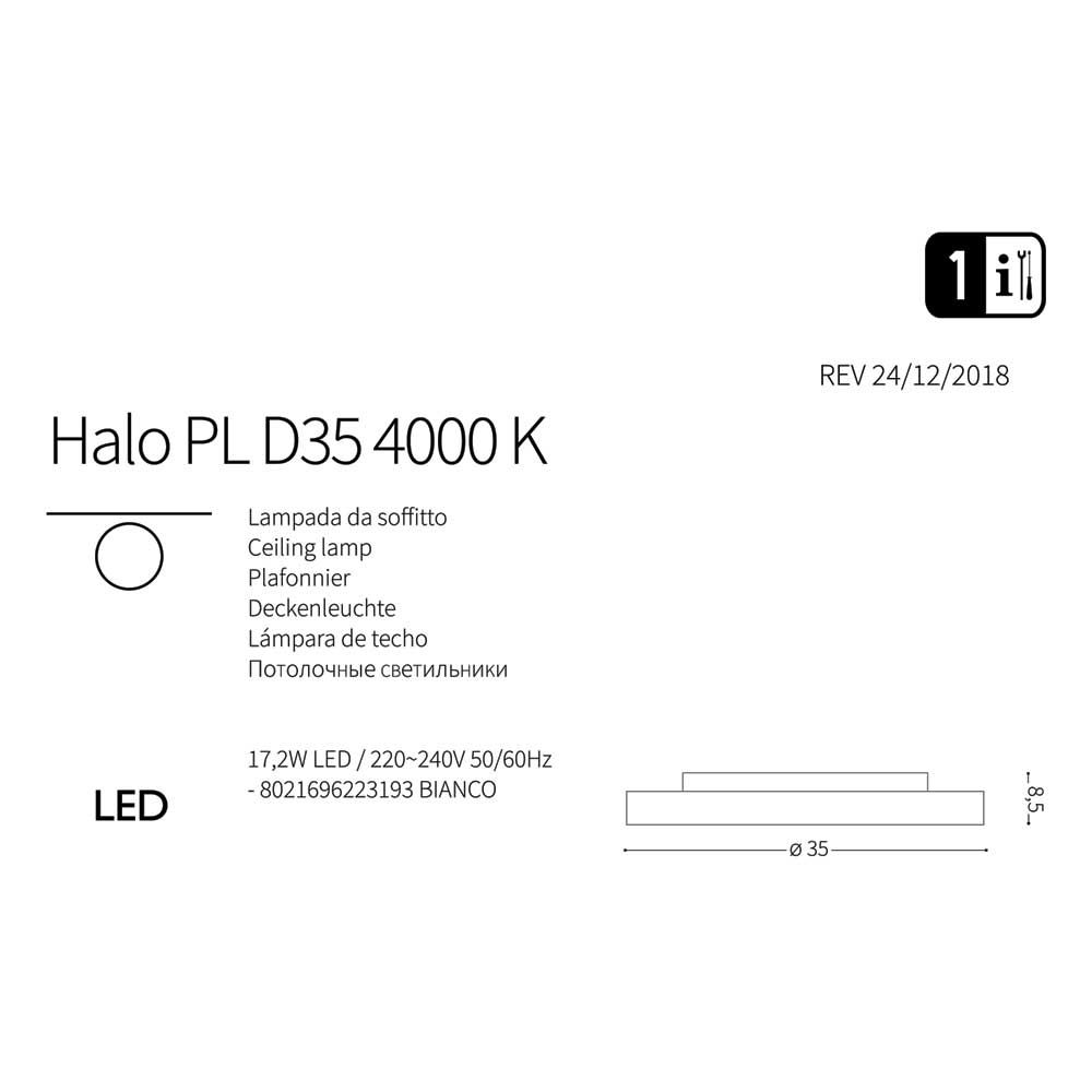Світильник HALO PL D35 4000K (223193), IDEAL LUX - Зображення 223193-1.jpg