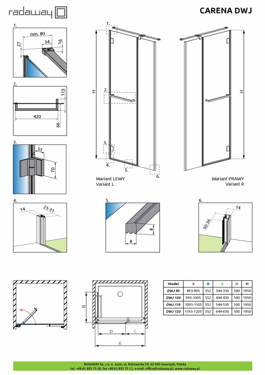 Душові двері Carena DWJ 120 L RADAWAY - Зображення 225412-fb692.jpg