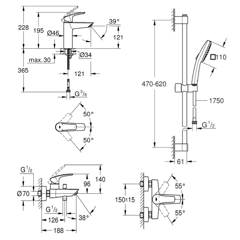 Набір змішувачів для душу 3 в 1 Eurosmart UA123246S243 Grohe - Зображення 226416367-e3ac8.jpg