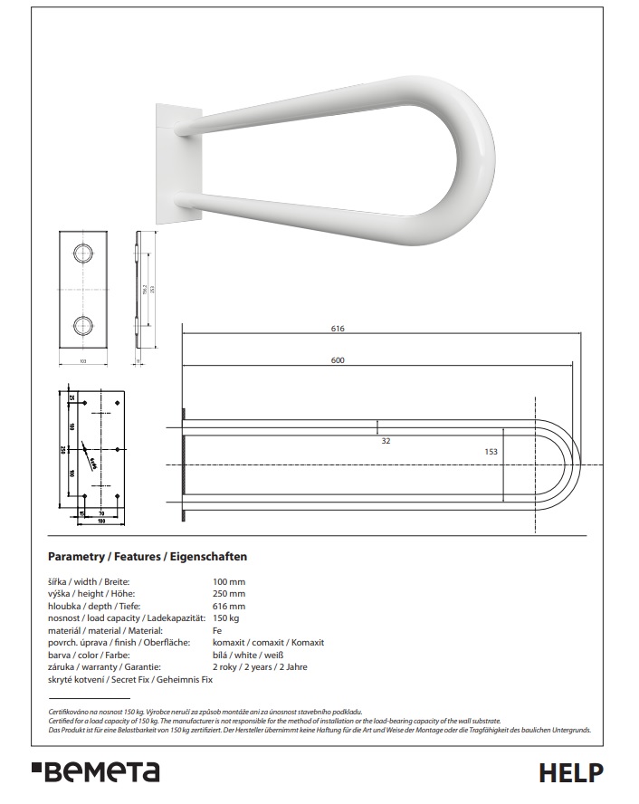Поручень Help U 60 білий 301707273 Bemeta - Зображення 228403690-efb8c.jpg