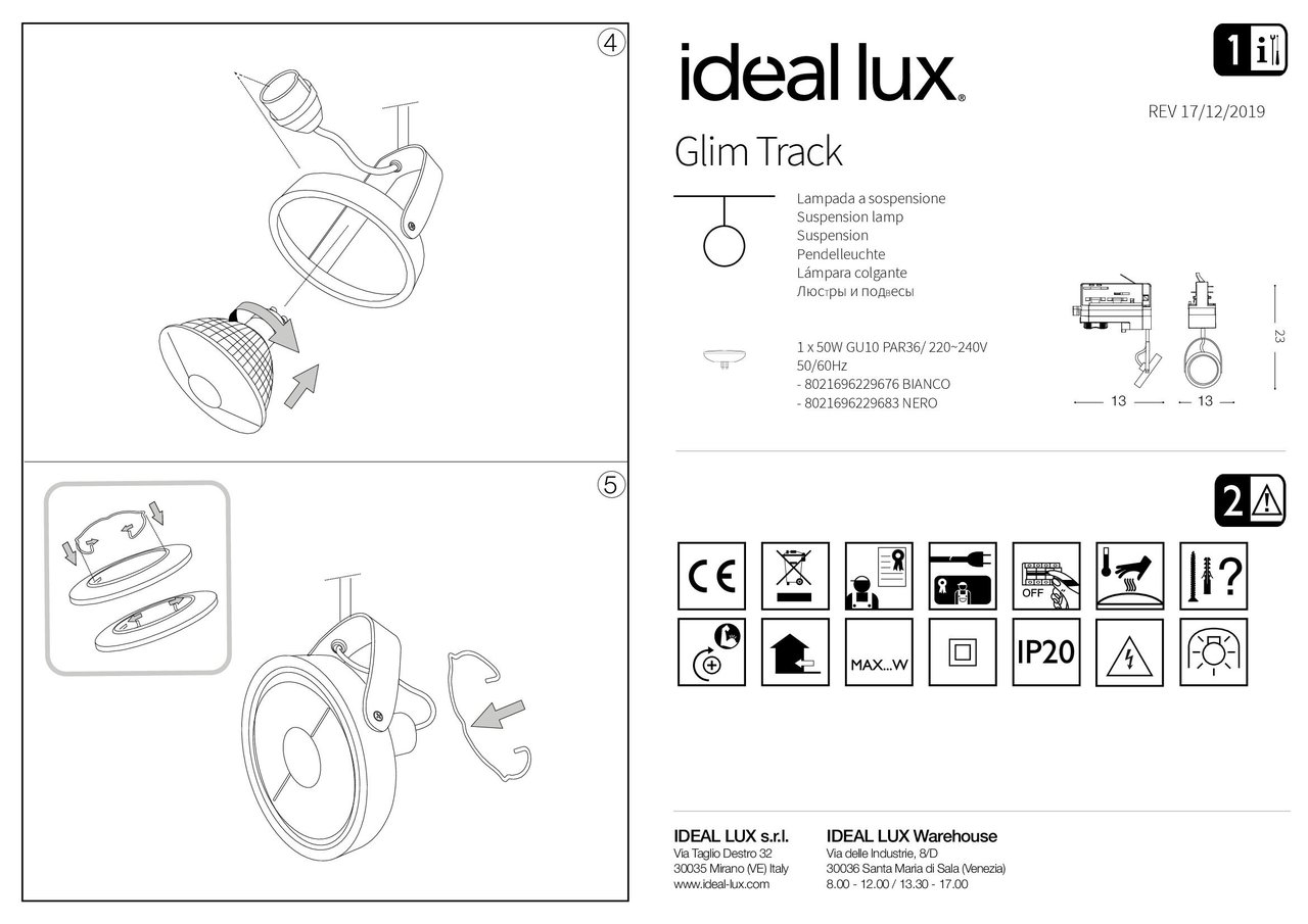 Трековий світильник GLIM TRACK  NERO (229683), IDEAL LUX - Зображення 229676_IST.jpg