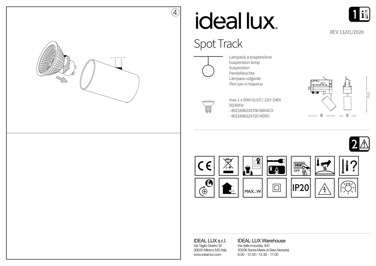 Трековий світильник SPOT TRACK NERO (229720), IDEAL LUX - Зображення 229706_IS.jpg