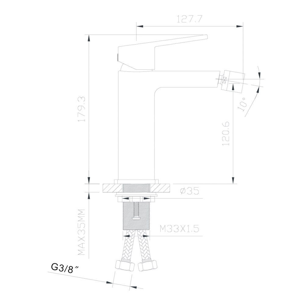 Змішувач для біде TEO gun metal 02020BN EMPORIA - Зображення 229979954-b677c.jpg