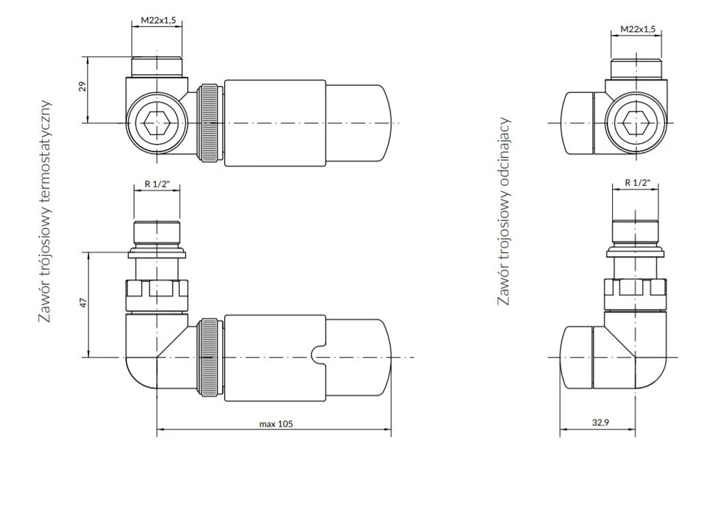 Набір вентилів трьохосьовий термостатичний лівий білий мат Vision All in One Terma - Зображення 23047597-883ac.jpg