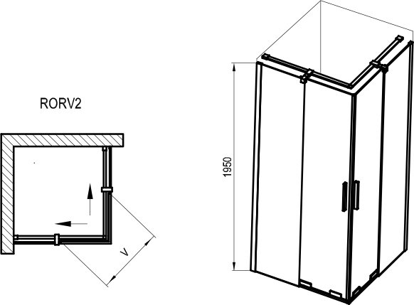 Душова кабіна RORV2-90 Transparent X14V70C00Z RAVAK - Зображення 231474267-420e5.jpg
