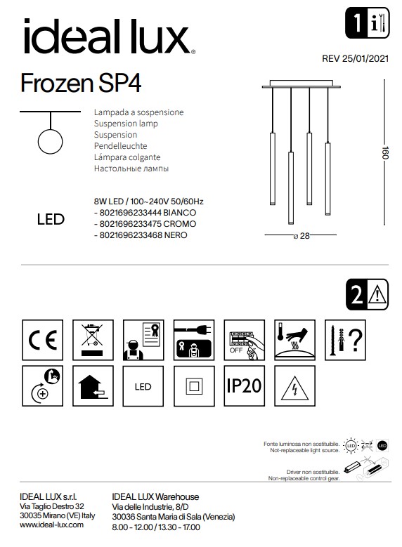 Люстра FROZEN SP4 BIANCO (233444), IDEAL LUX - Зображення 233444--.jpg