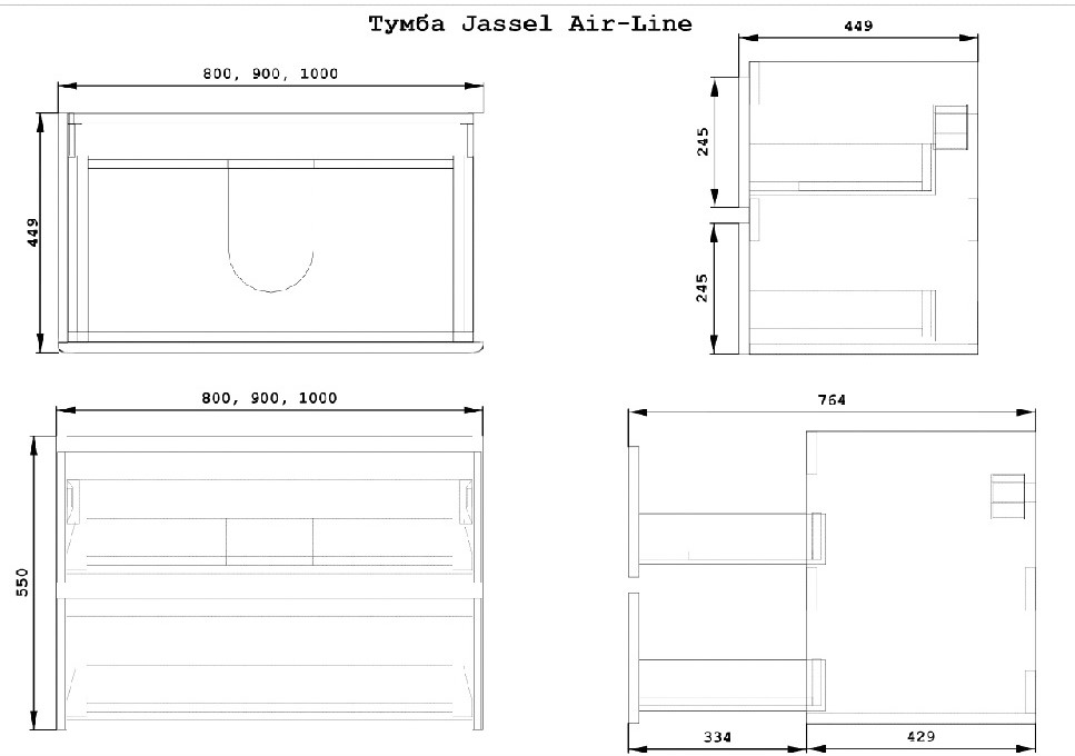 Шафка під умивальник Jassel чорна 1000 Air-Line - Зображення 23405392-435e6.jpg