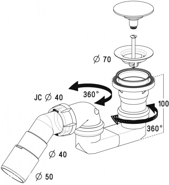 Сифон для піддона Clik-Clak 578Р RADAWAY - Зображення 240992-2387a.jpg