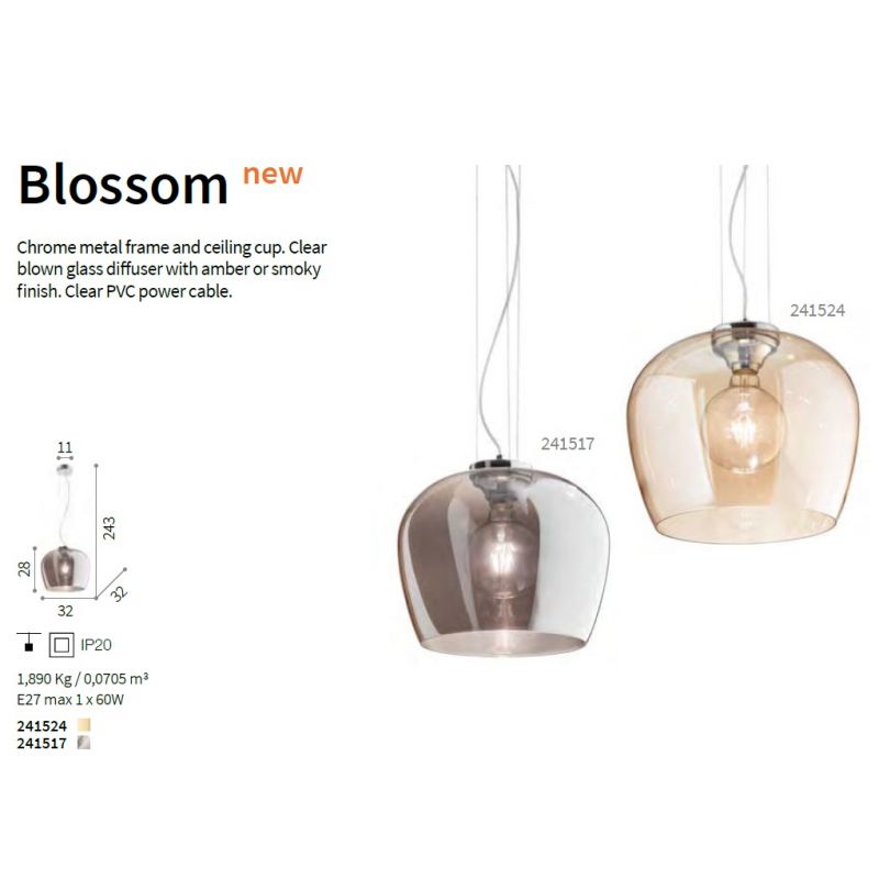 Люстра BLOSSOM SP1 AMBRA (241524), IDEAL LUX - Зображення 241524-1.jpg