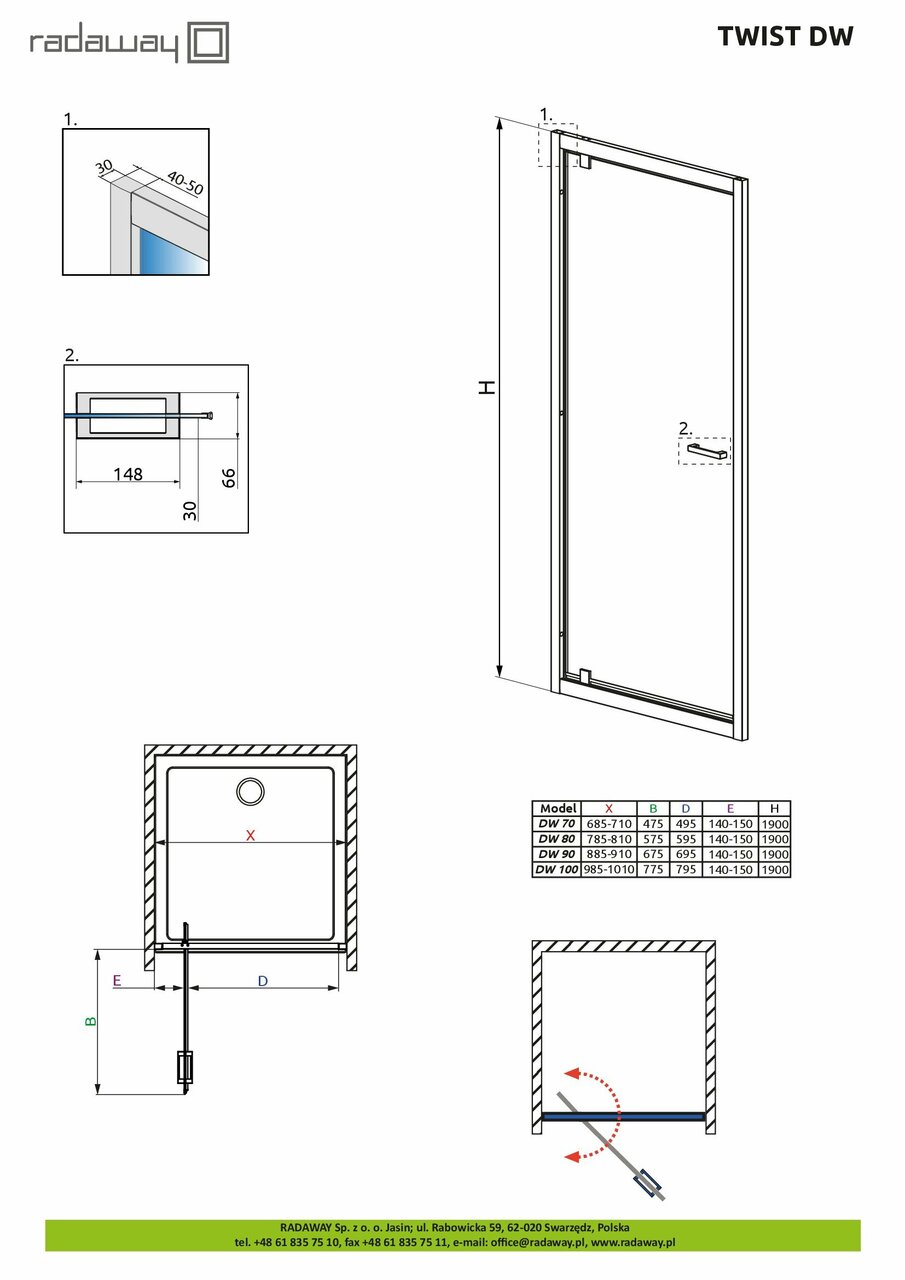 Душові двері Twist DW 80 RADAWAY - Зображення 242450-1ad16.jpg