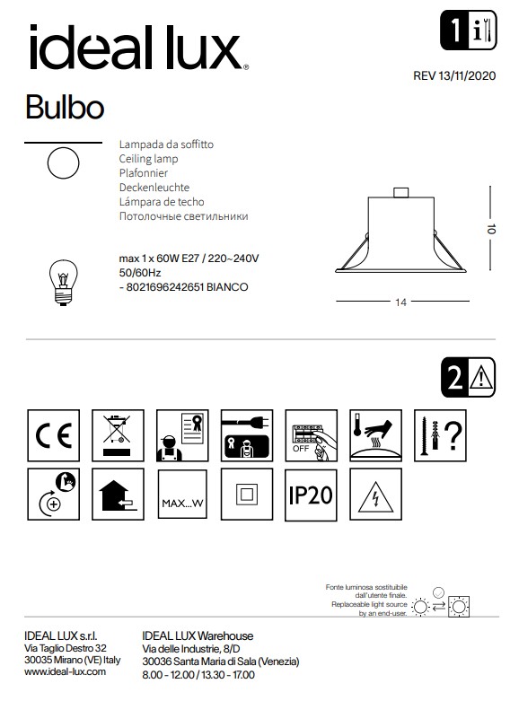 Точковий світильник BULBO (242651), IDEAL LUX - Зображення 242651--.jpg