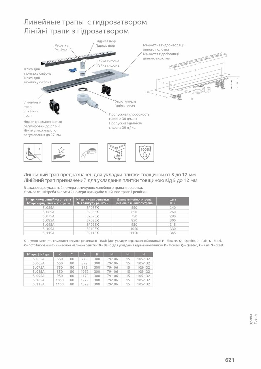 Решітка для душового каналу 650 мм Rain 5R065R RADAWAY - Зображення 244150-eb2f3.jpg