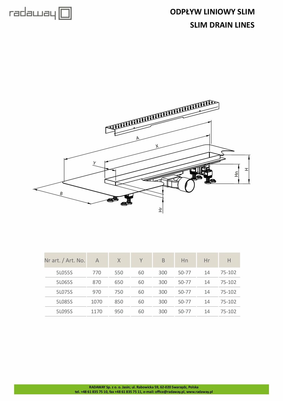 Душовий канал 950 мм Slim 5L095S RADAWAY - Зображення 244166-2b637.jpg