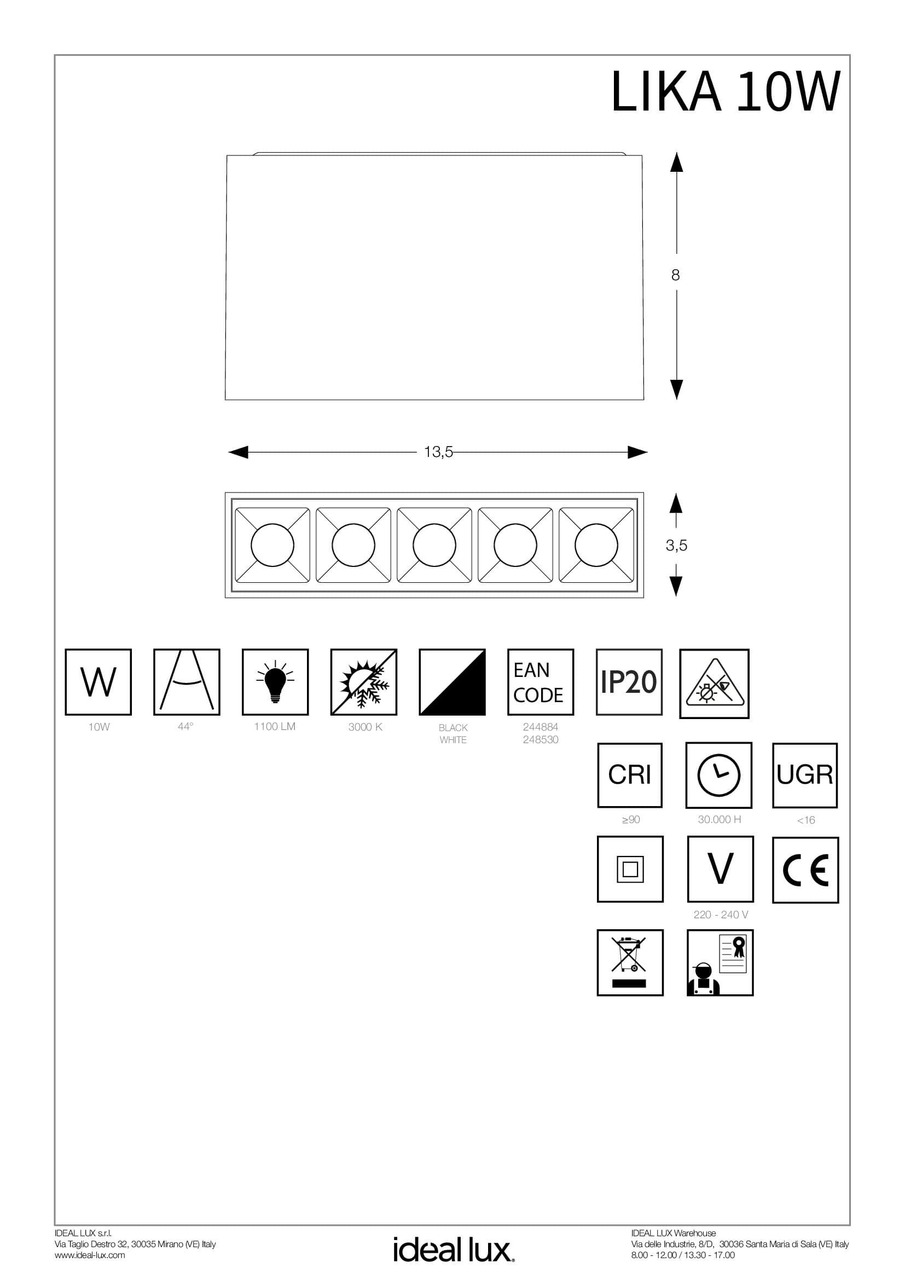 Точковий світильник LIKA 10W SURFACE WH (248530), IDEAL LUX - Зображення 244884_IS.jpg