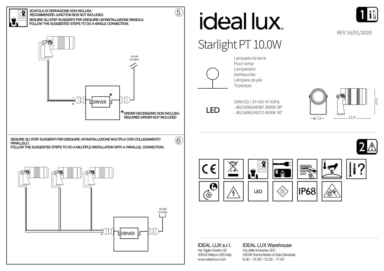 Світильник вуличний STARLIGHT PT 10.0W 3000K (248387), IDEAL LUX - Зображення 245072_IS.jpg