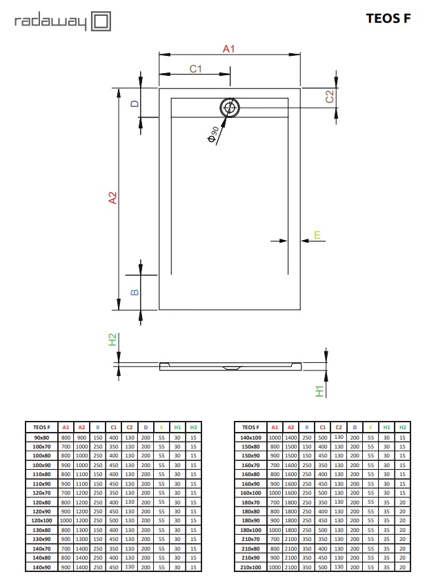 Душовий піддон Teos F 150x80 white RADAWAY - Зображення 245602743-c28e4.jpg