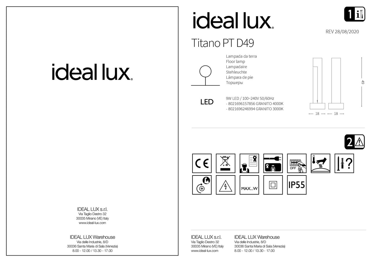 Світильник вуличний TITANO PT D49 3000K (246994), IDEAL LUX - Зображення 246994_IS.jpg