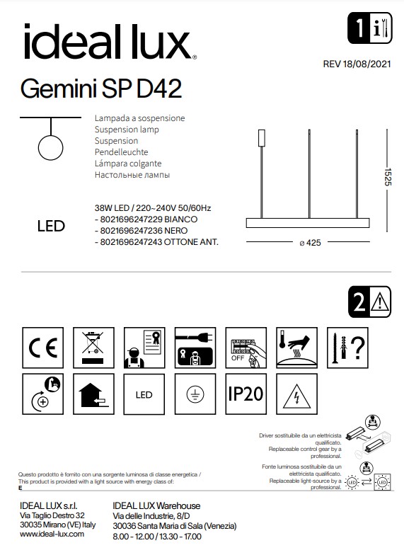 Люстра GEMINI SP D42 BIANCO (247229), IDEAL LUX - Зображення 247229--.jpg