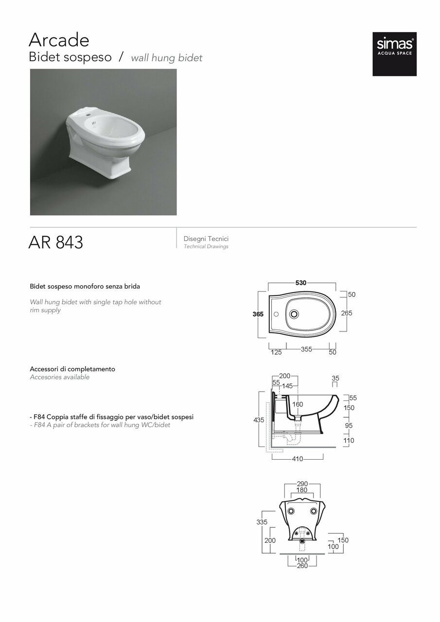 Біде підвісне Arcade AR 843 SIMAS - Зображення 249407-95d2f.jpg