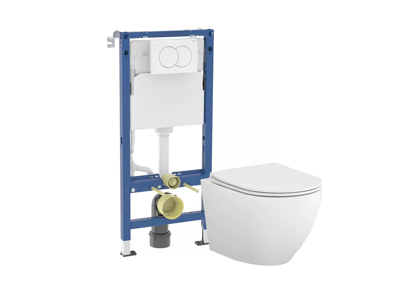 Комплект Інсталяція для унітаза Duofix Delta + Кнопка зливу Delta01 біла + Унітаз із турбозмивом С502 Desse Vortex Cersanit - Зображення