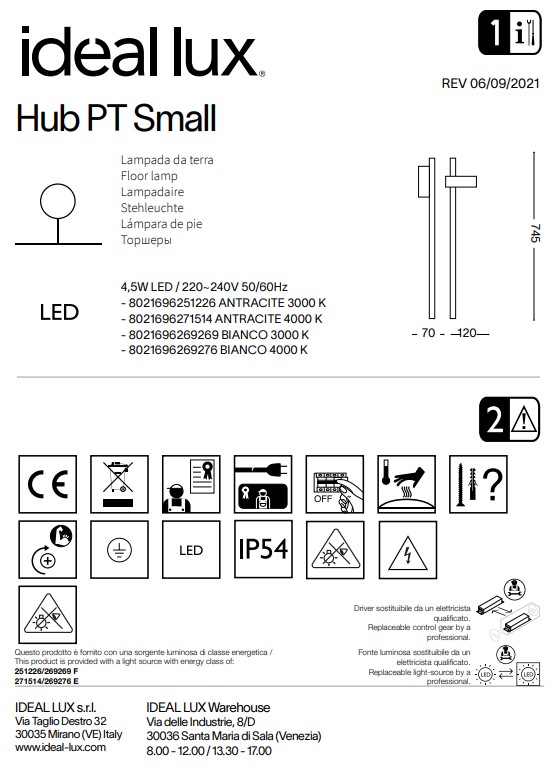 Світильник вуличний HUB PT SMALL ANTRACITE 3000K (251226), IDEAL LUX - Зображення 251226--.jpg