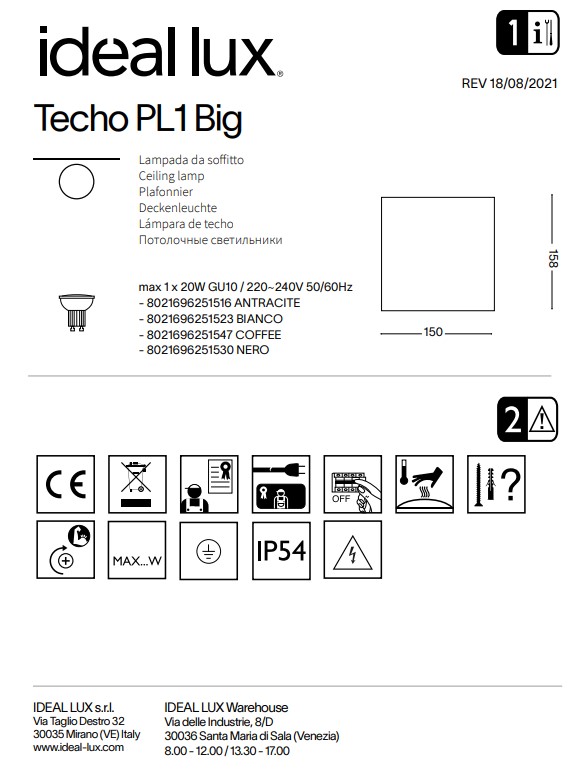 Світильник вуличний TECHO PL1 BIG NERO (251530), IDEAL LUX - Зображення 251530--.jpg