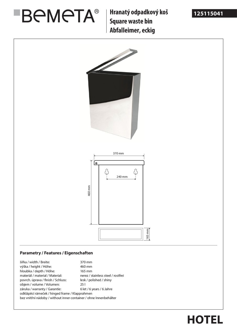 Відро для сміття 25 л Hotel (125115041), Bemeta - Зображення 251800-9e082.jpg