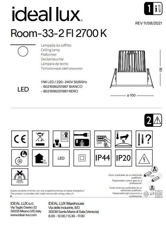 Точковий світильник ROOM-33-2 FI WH 2700K (251967), IDEAL LUX - Зображення 251967--.jpg