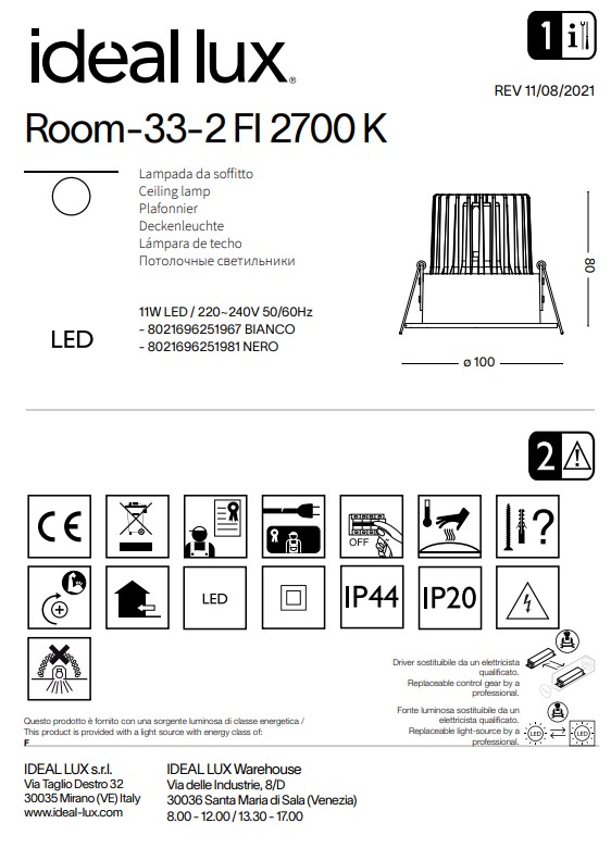 Точковий світильник ROOM-33-2 FI BK 2700K (251981), IDEAL LUX - Зображення 251981--.jpg