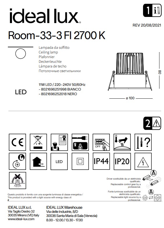 Точковий світильник ROOM-33-3 FI WH 2700K (251998), IDEAL LUX - Зображення 251998--.jpg