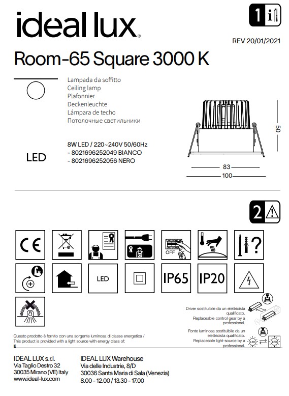 Точковий світильник ROOM-65 SQUARE WH (252049), IDEAL LUX - Зображення 252049--.jpg